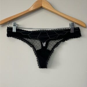 Adore Me NWT black lace sheer thong panties size Large